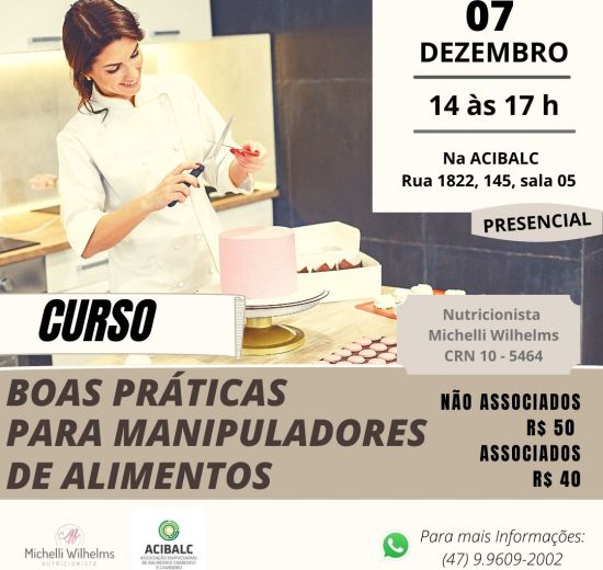 Acibalc abre inscrições para Curso de Boas Práticas para Manipuladores de Alimentos presencial