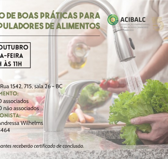 Acibalc oferece capacitação de boas práticas alimentares em outubro e novembro