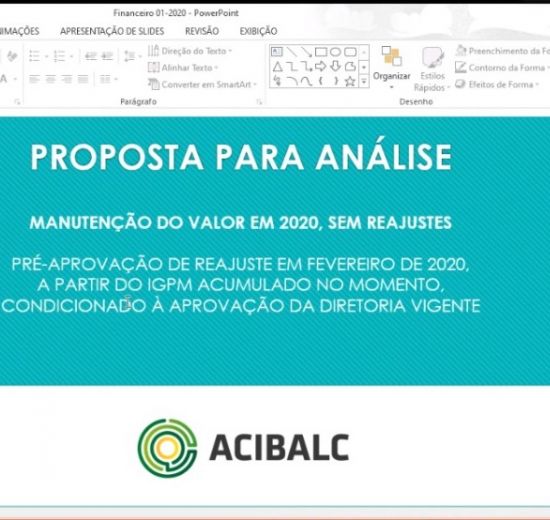 Em Assembleia Geral Ordinária online, contas do quadrimestre da Acibalc são aprovadas