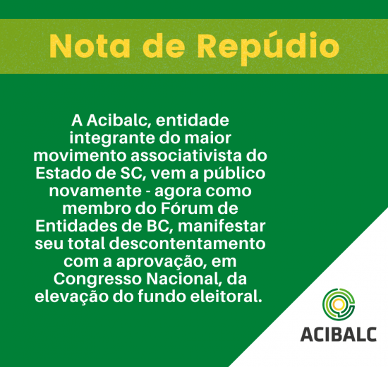 Fórum das Entidades de BC encaminha a Fórum Parlamentar Catarinense ofício repudiando o aumento do fundo eleitoral